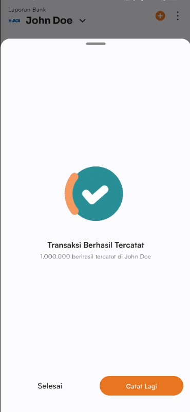 Halaman mencatat transaksi kembali