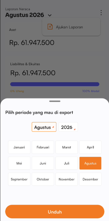 Halaman unduh laporan neraca