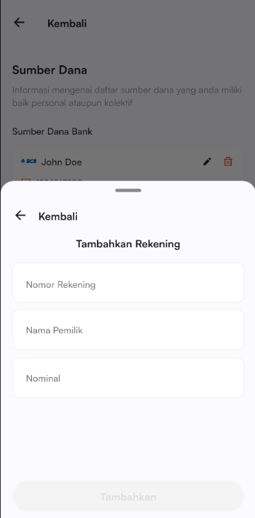 Halaman hapus transaksi bank
