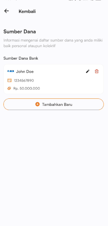 Halaman hapus transaksi bank