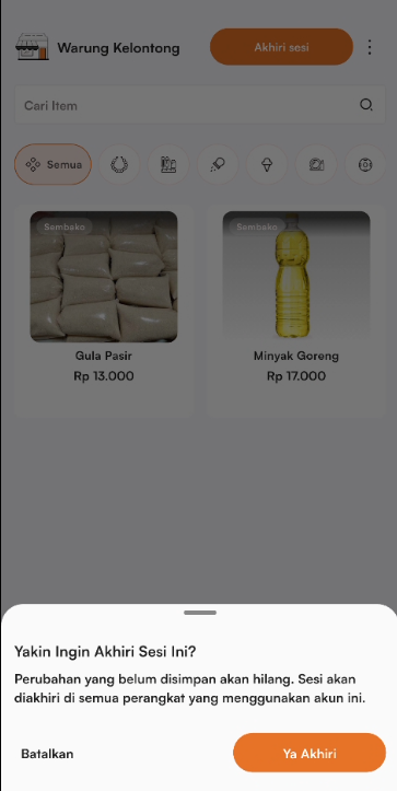 Halaman akhiri sesi kasir
