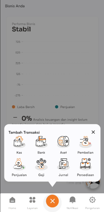 Halaman dashboard navbar tambah transaksi