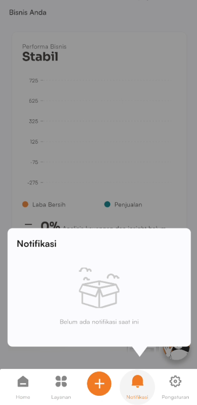 Halaman dashboard navbar notifikasi