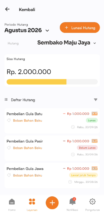 Halaman detail hutang