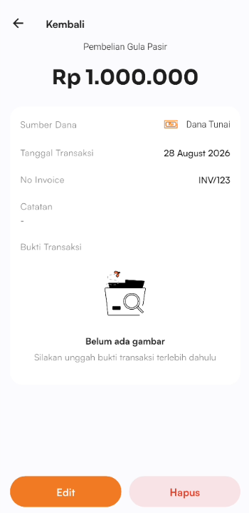 Halaman hapus transaksi piutang