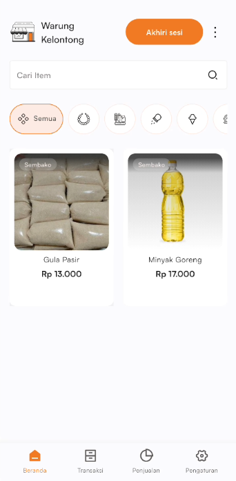 Halaman beranda POS