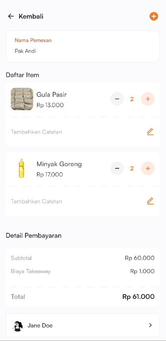 Halaman detail pesanan