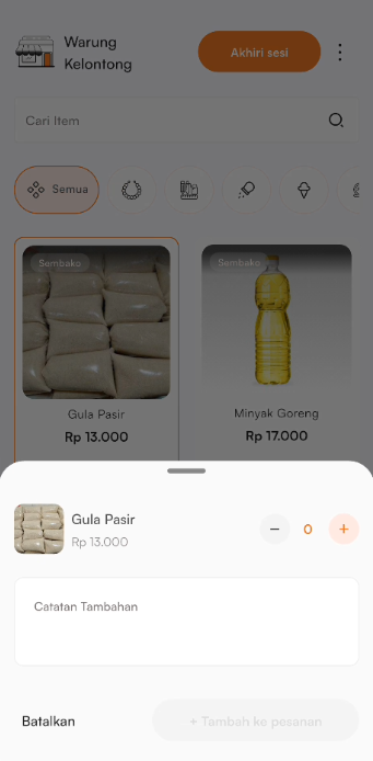 Halaman tambah produk ke keranjang