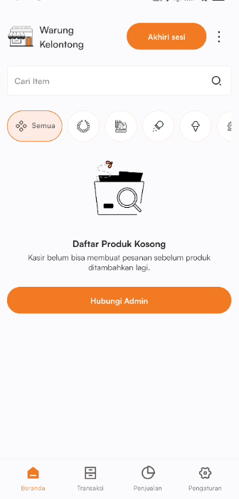 Halaman beranda POS