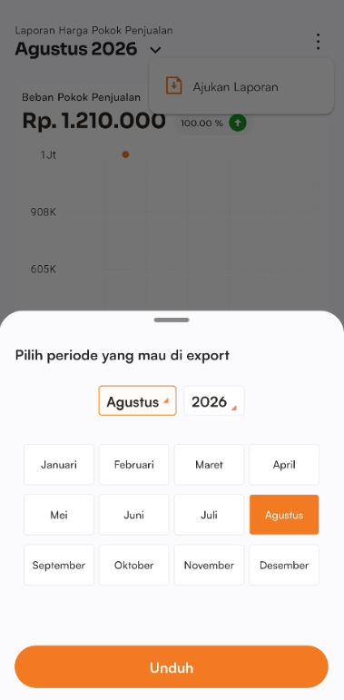 Halaman unduh laporan HPP