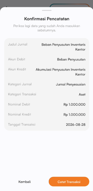 Konfirmasi tambah transaksi jurnal