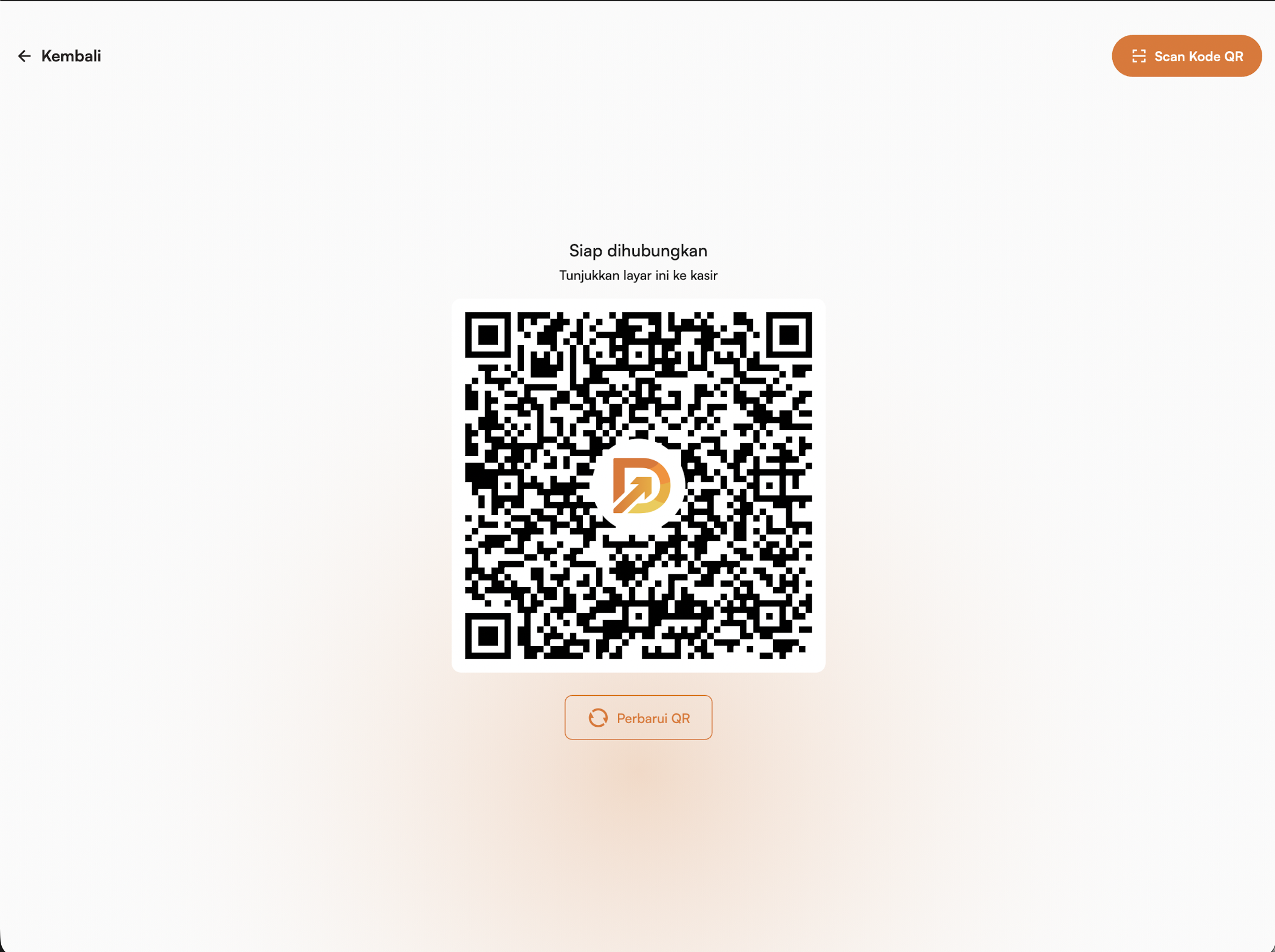 Tampilan QR layar pelanggan