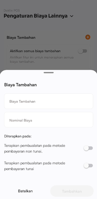 Form tambah biaya tambahan