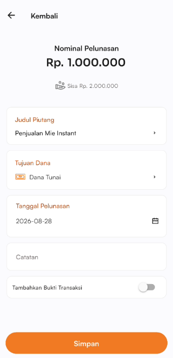 Form edit transaksi piutang