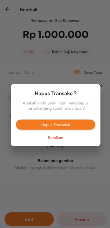 Konfirmasi hapus transaksi gaji