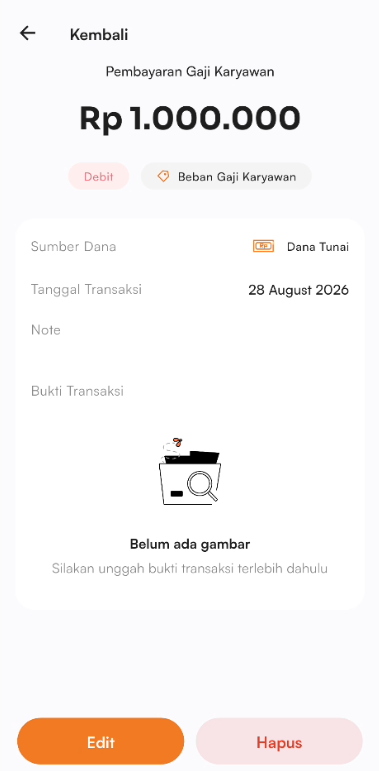 Halaman edit transaksi gaji