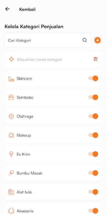 Halaman tambah kategori penjualan