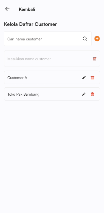 Halaman tambah customer