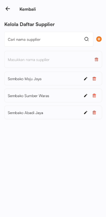 Halaman tambah supplier