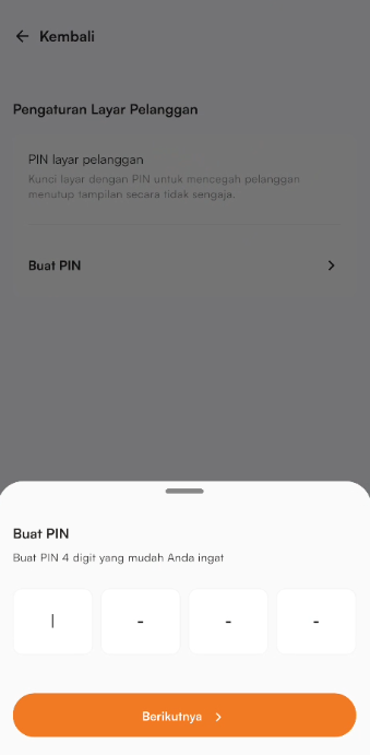 Halaman pengaturan layar pelanggan