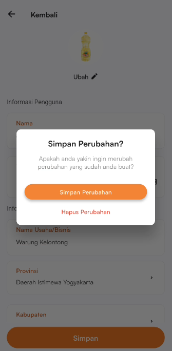 Halaman edit foto profil