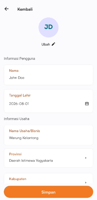 Halaman edit profil