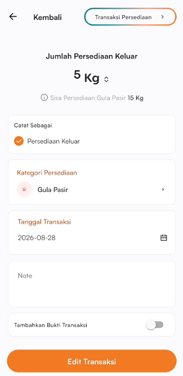 Form edit persediaan keluar