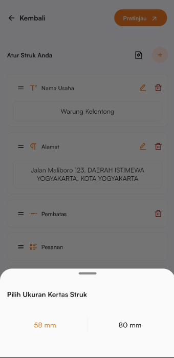 Halaman printer & struk