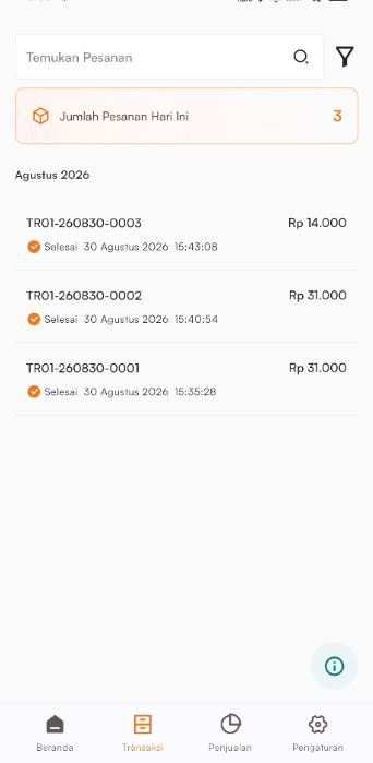 Halaman transaksi